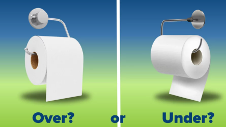 Should Toilet Paper Hang Over or Under the Roll?